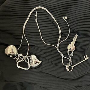 Silver Heart and Key Charm